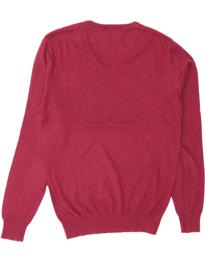MASSIMO DUTTI Womens V-Neck Jumper Sweater UK 14 Medium Burgundy Wool Vintage Massimo Dutti and Second-Hand Massimo Dutti from Messina Hembry 
