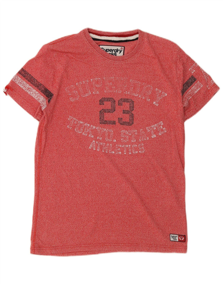 Superdry Mens Graphic T-Shirt Top Small Red Flecked Cotton