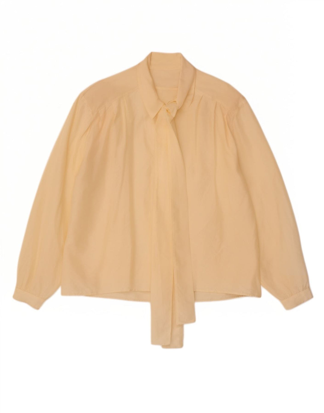 Vintage Womens Front Tie Shirt Blouse UK 18 XL Beige