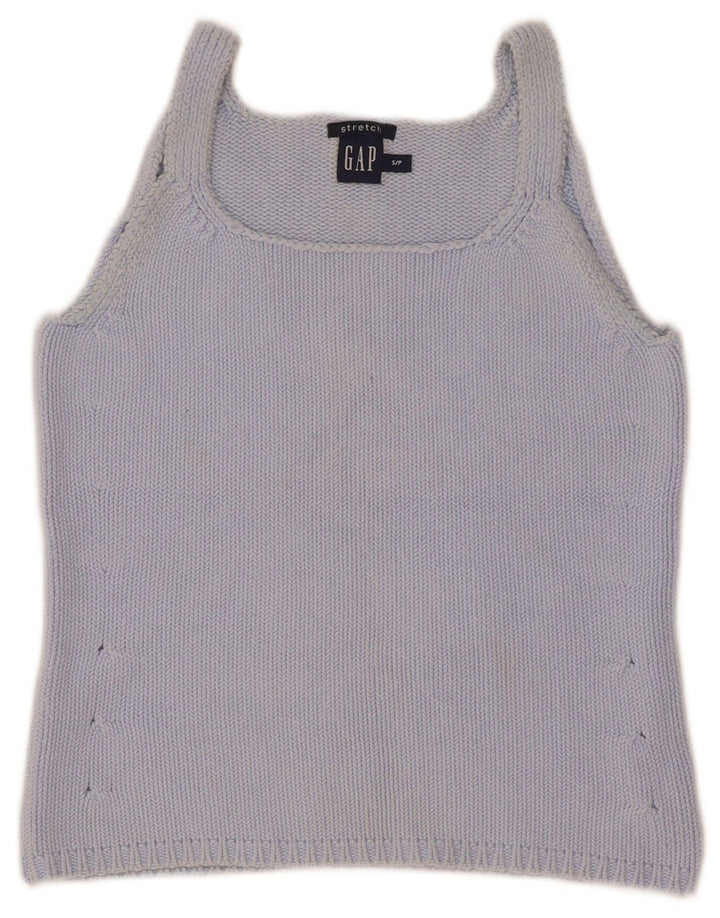 Gap Womens Crop Knit Cami Top UK 8 Small Blue Cotton
