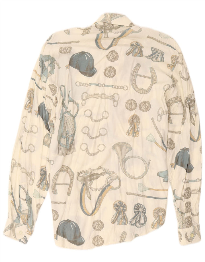 Criver Mens Abstract Pattern Shirt Medium White Viscose