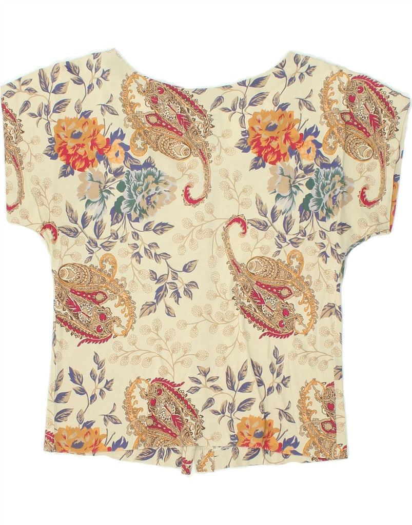 OLIVIA HASSLER Womens Short Sleeve Shirt Blouse UK 14 Large Beige Floral | Vintage Olivia Hassler | Thrift | Second-Hand Olivia Hassler | Used Clothing | Messina Hembry 