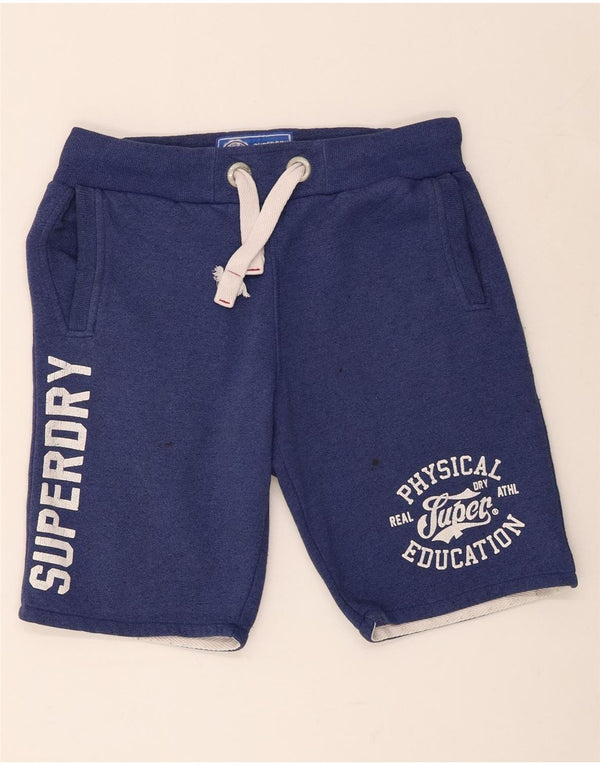Superdry Mens Graphic Sport Shorts Medium  Blue Cotton