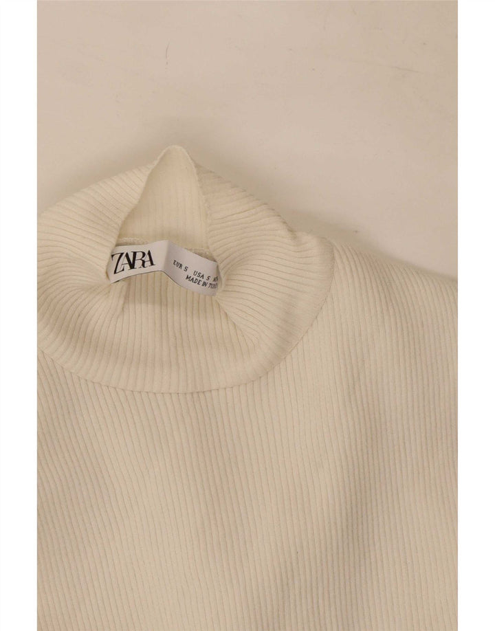 Zara Womens Crop Vest Top UK 8 Small White Polyamide