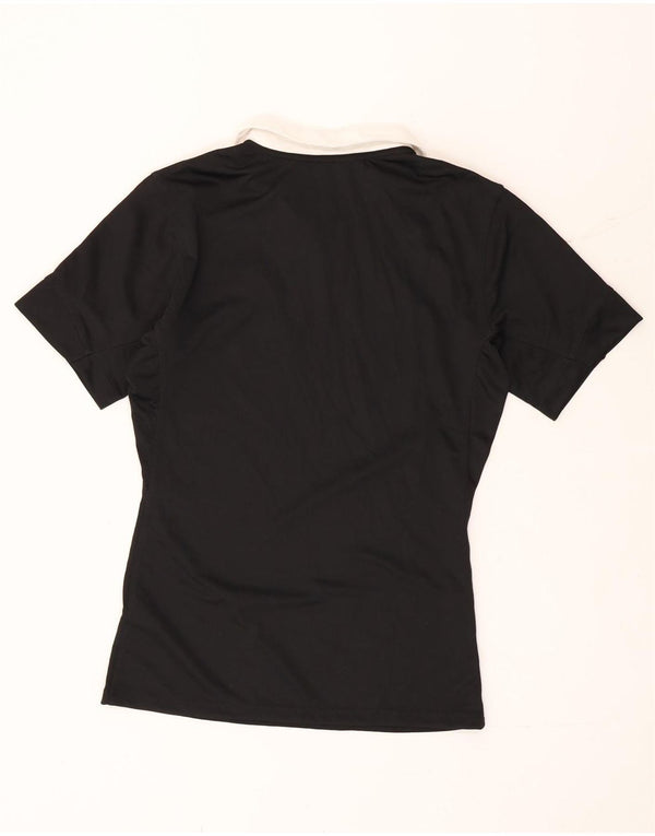 Adidas Womens New Zealand Graphic Rugby Polo Shirt UK 18 XL Black Polyester
