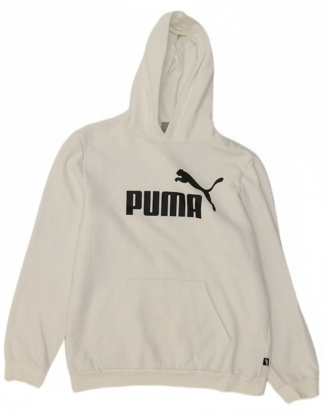 PUMA Boys Graphic Hoodie Jumper 15-16 Years White Cotton