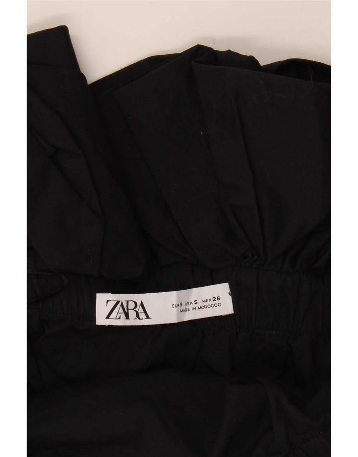Zara Womens Crop Off Shoulder Top UK 10 Small Black