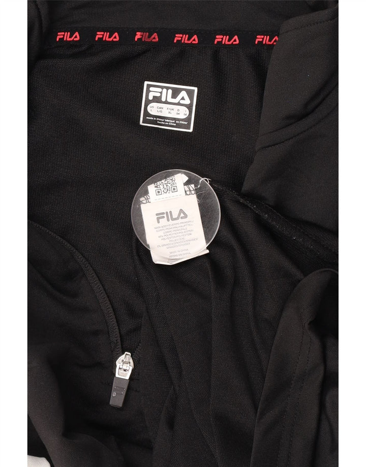FILA Mens Zip Neck Pullover Tracksuit Top XL Black Colourblock Polyester