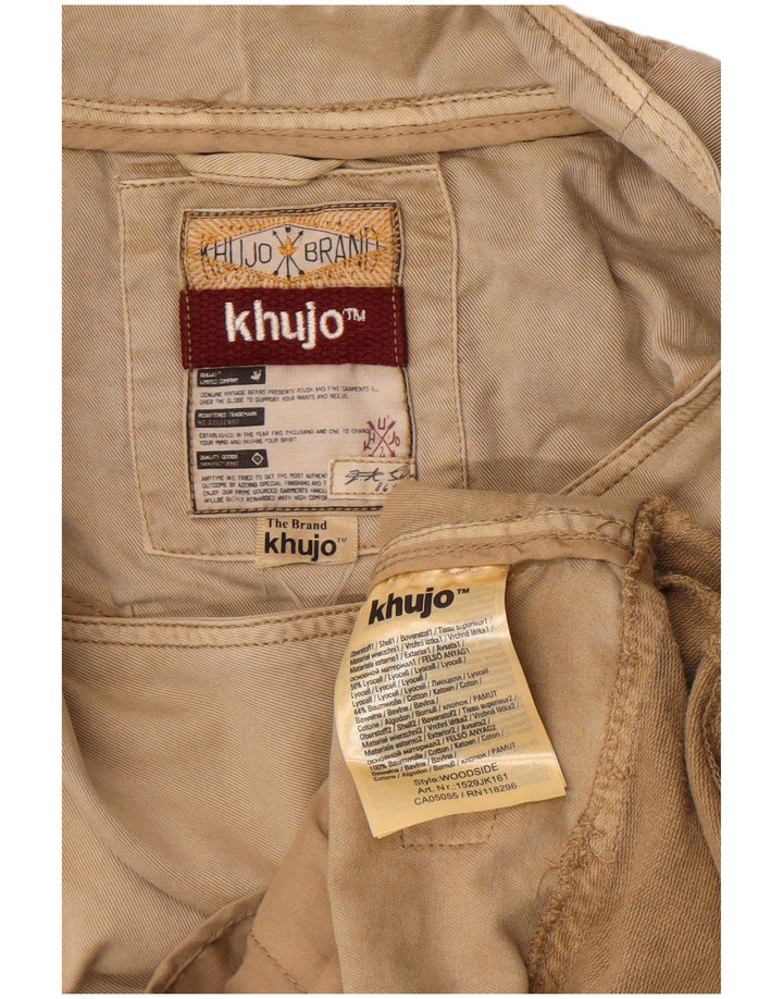 KHUJO Womens Biker Jacket UK 14 Medium Beige Colourblock Lyocell