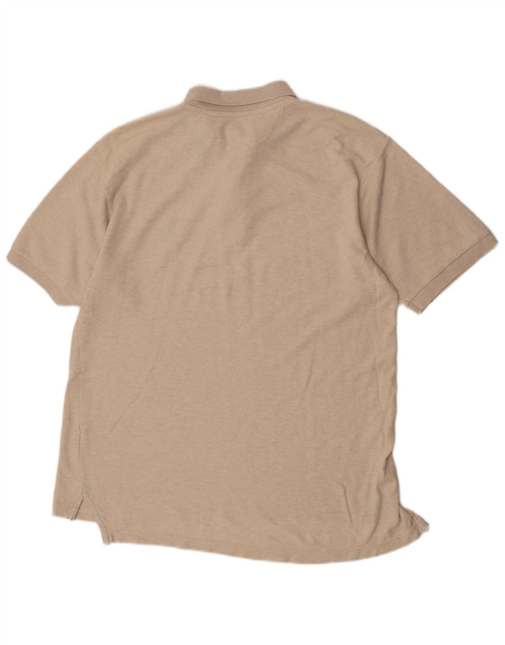 CHAPS RALPH LAUREN Mens Polo Shirt Medium Beige Flecked Cotton