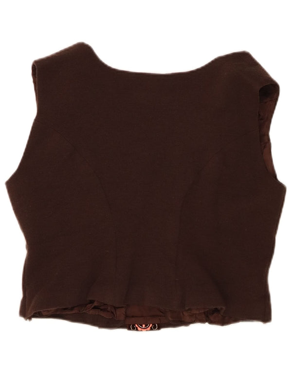 Vintage Womens Waistcoat IT 44 Medium Brown Floral New Wool
