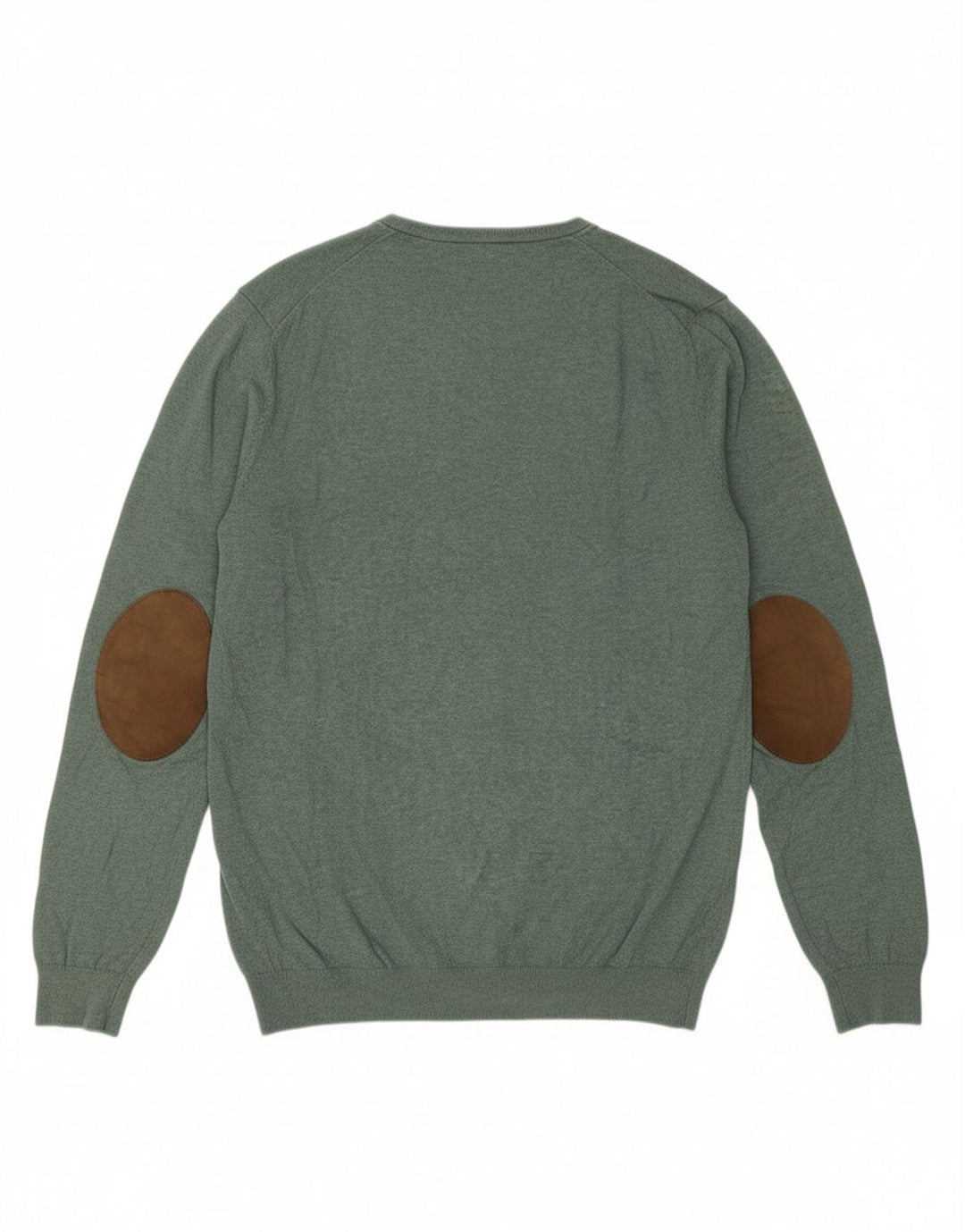 MASSIMO DUTTI Mens V-Neck Jumper Sweater XL Green Cotton