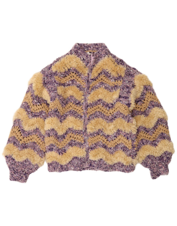 C&A Womens Full Zip Cardigan Sweater UK 14 Medium Multicoloured Chevron