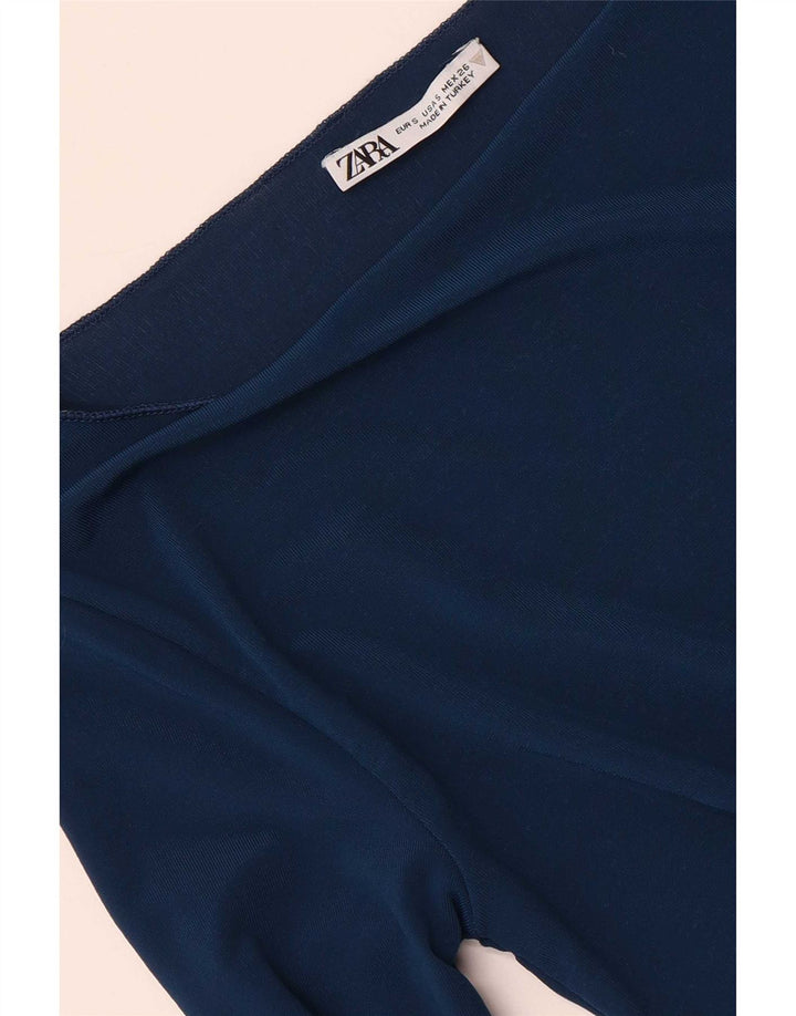 Zara Womens Top Long Sleeve UK 8 Small Navy Blue