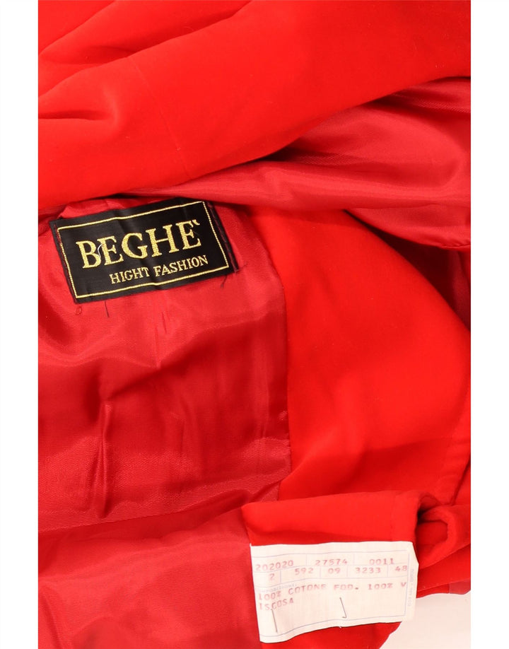 Vintage Womens 2 Button Blazer Jacket IT 48 XL Red Cotton