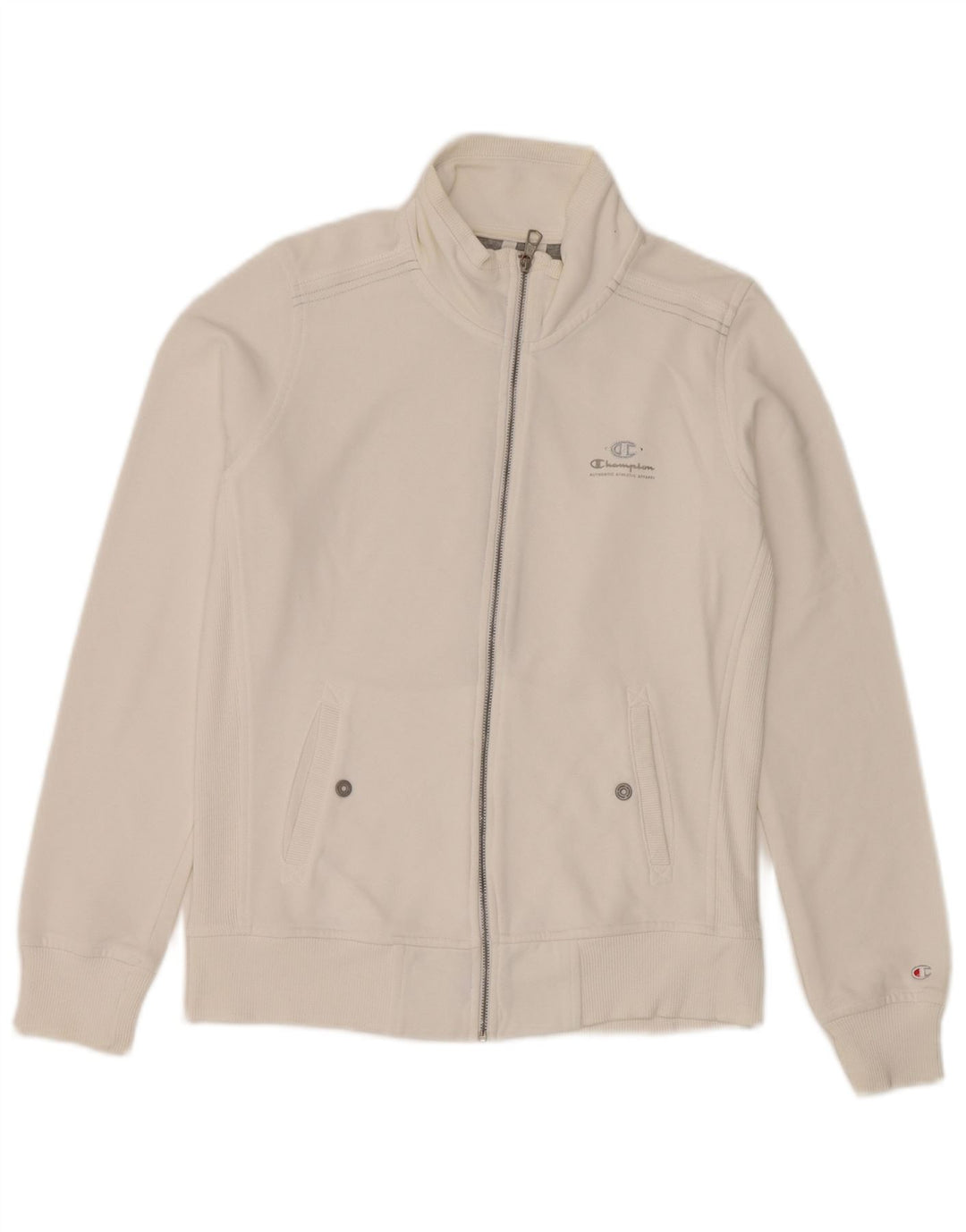 Champion Womens Heritage Classics Tracksuit Top Jacket UK 14 Medium White