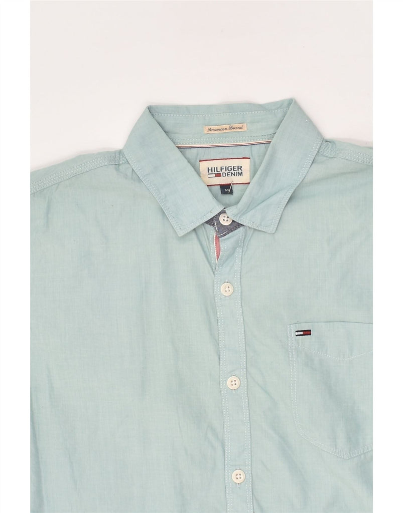 TOMMY HILFIGER Mens Shirt Medium Blue Cotton | Vintage Tommy Hilfiger | Thrift | Second-Hand Tommy Hilfiger | Used Clothing | Messina Hembry 