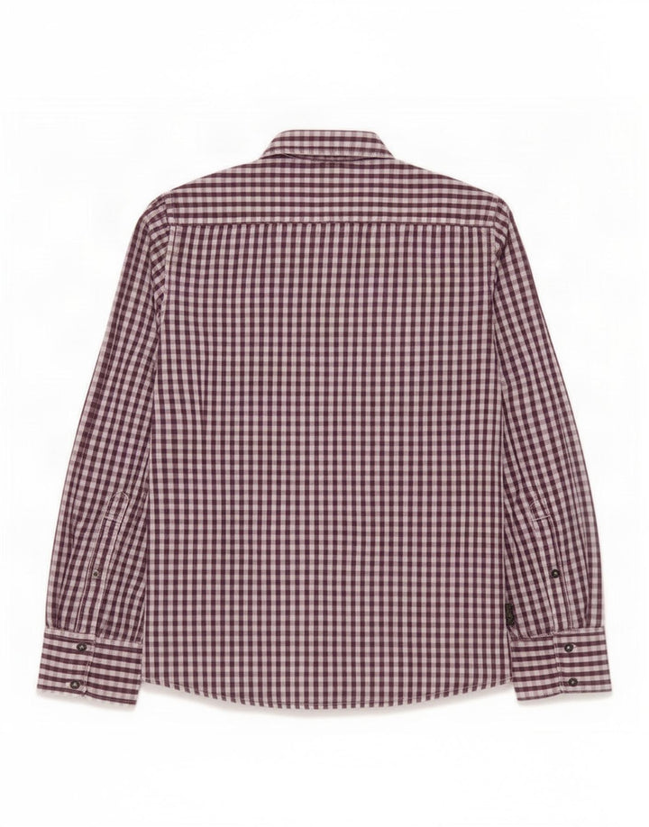 Diesel Mens Shirt Large Purple Gingham Cotton