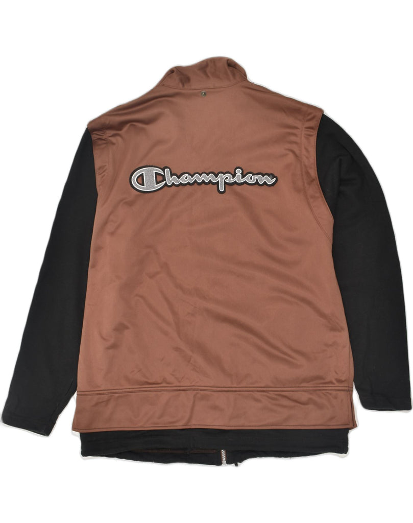 CHAMPION Mens Graphic Tracksuit Top Jacket Medium Brown Colourblock Cotton | Vintage Champion | Thrift | Second-Hand Champion | Used Clothing | Messina Hembry 