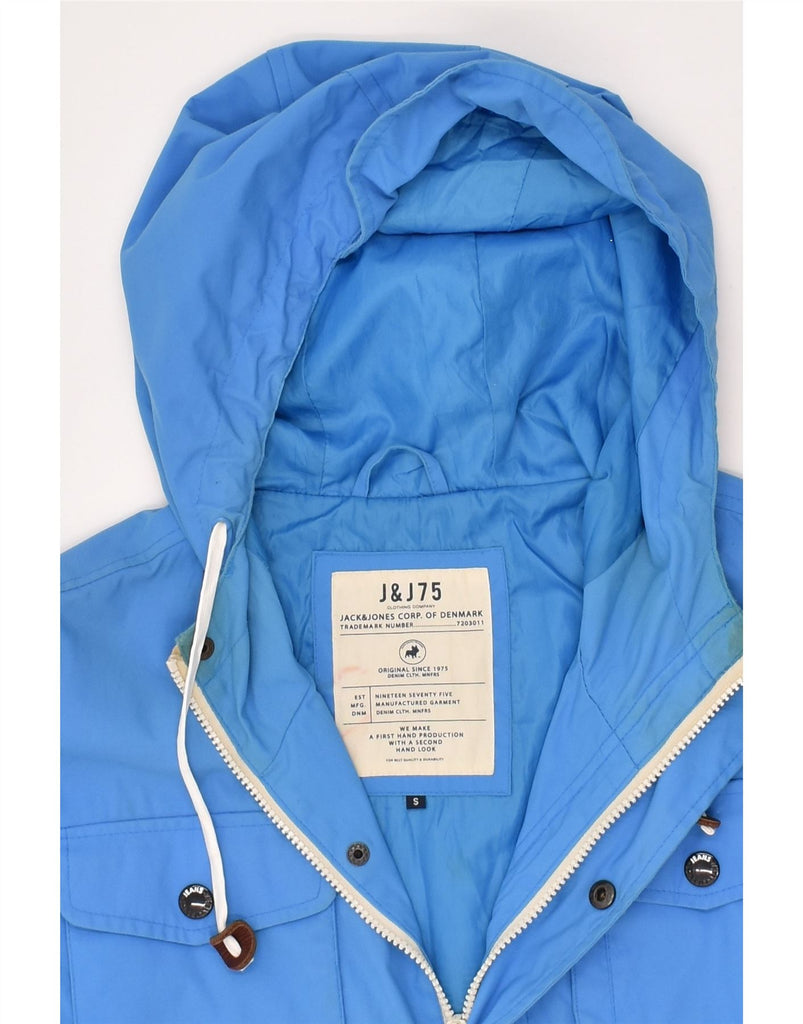 JACK & JONES Mens Hooded Utility Jacket UK 36 Small Blue Nylon | Vintage Jack & Jones | Thrift | Second-Hand Jack & Jones | Used Clothing | Messina Hembry 