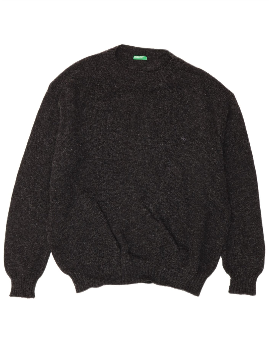Benetton Mens Crew Neck Jumper Sweater XL Grey Flecked
