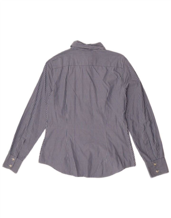 Benetton Womens Shirt UK 14 Medium Blue Pinstripe
