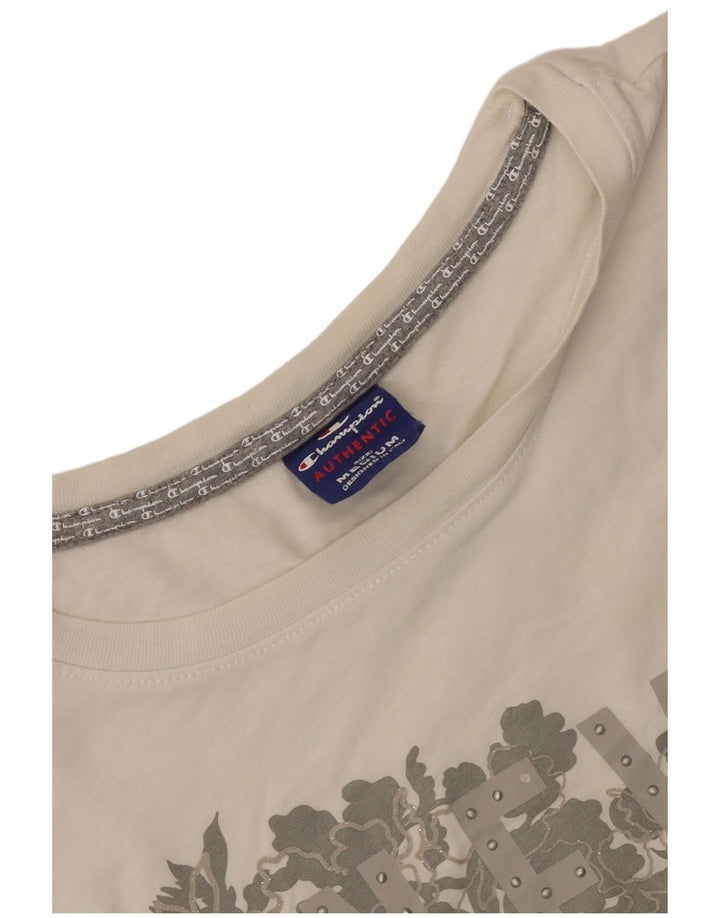 Champion Womens Graphic T-Shirt Top UK 14 Medium White