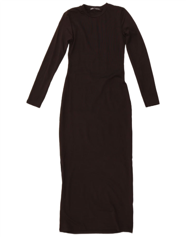 ZARA Womens Long Sleeve Maxi Dress UK 12 Medium Black
