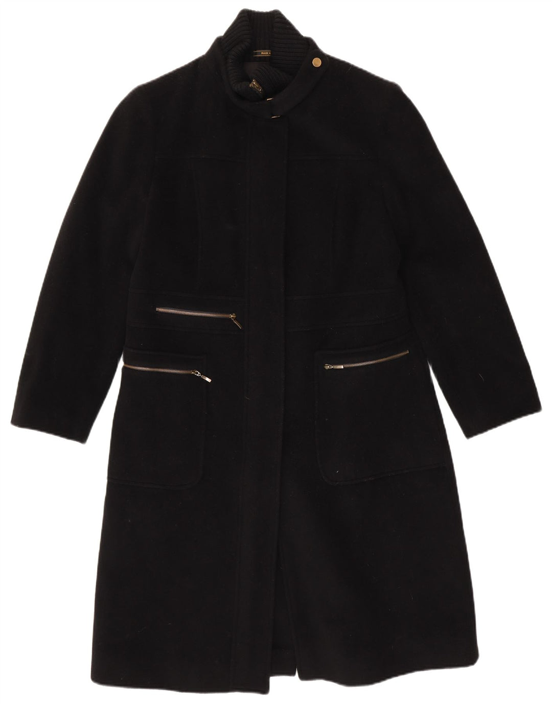 Vintage Womens Overcoat UK 14 Medium Black Virgin Wool