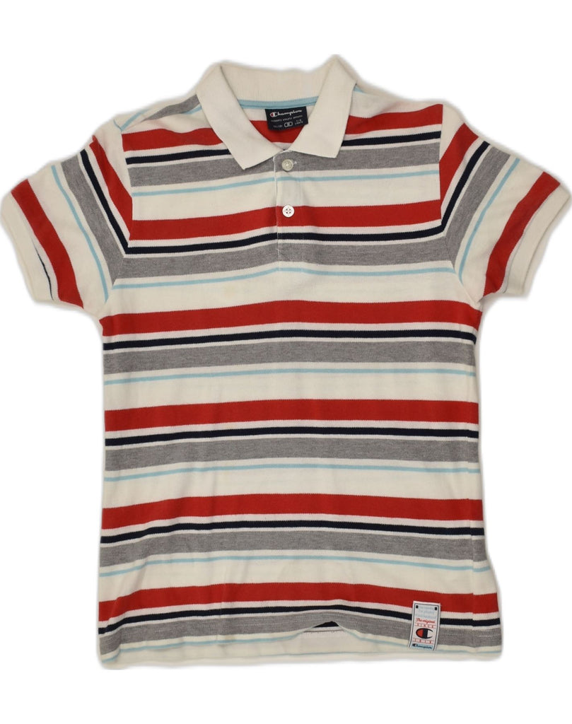 CHAMPION Boys Polo Shirt 7-8 Years Small Multicoloured Striped Cotton | Vintage Champion | Thrift | Second-Hand Champion | Used Clothing | Messina Hembry 