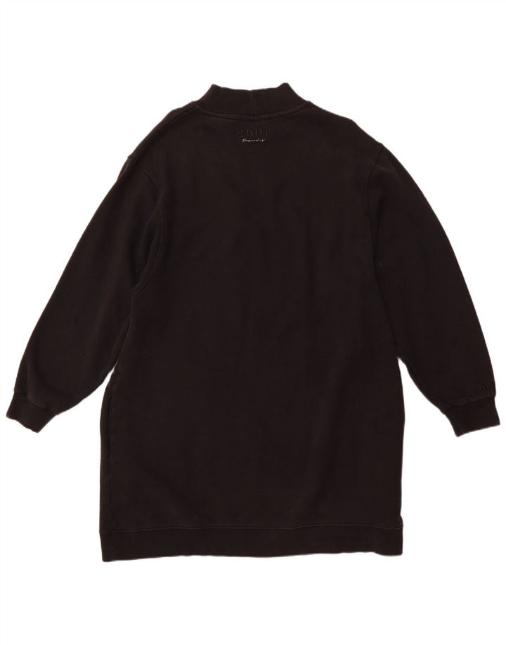 SUPERDRY Womens Graphic Sweatshirt Jumper Dress UK 14 Large  Black Cotton