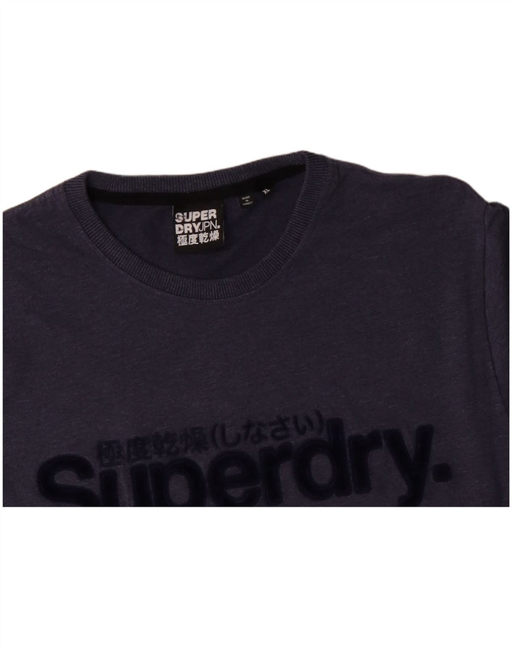 SUPERDRY Mens Graphic T-Shirt Top XL Blue Cotton