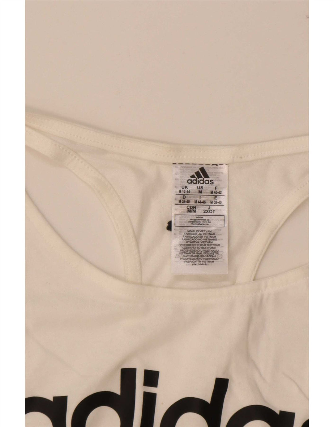 Adidas Womens Graphic Vest Top UK 12/14 Medium White Cotton
