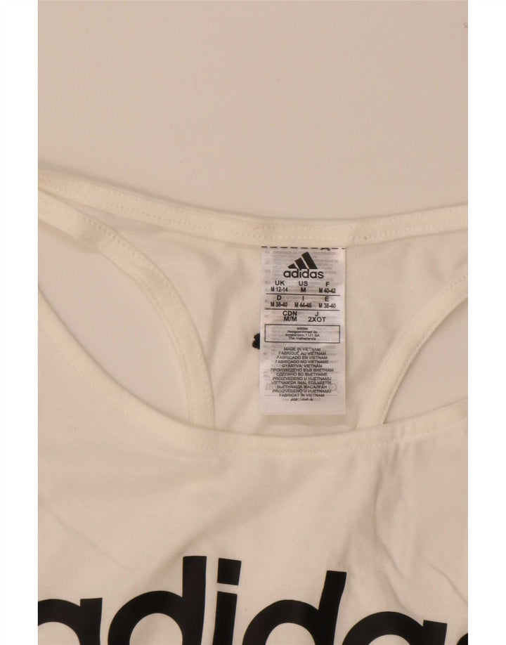 Adidas Womens Graphic Vest Top UK 12/14 Medium White Cotton