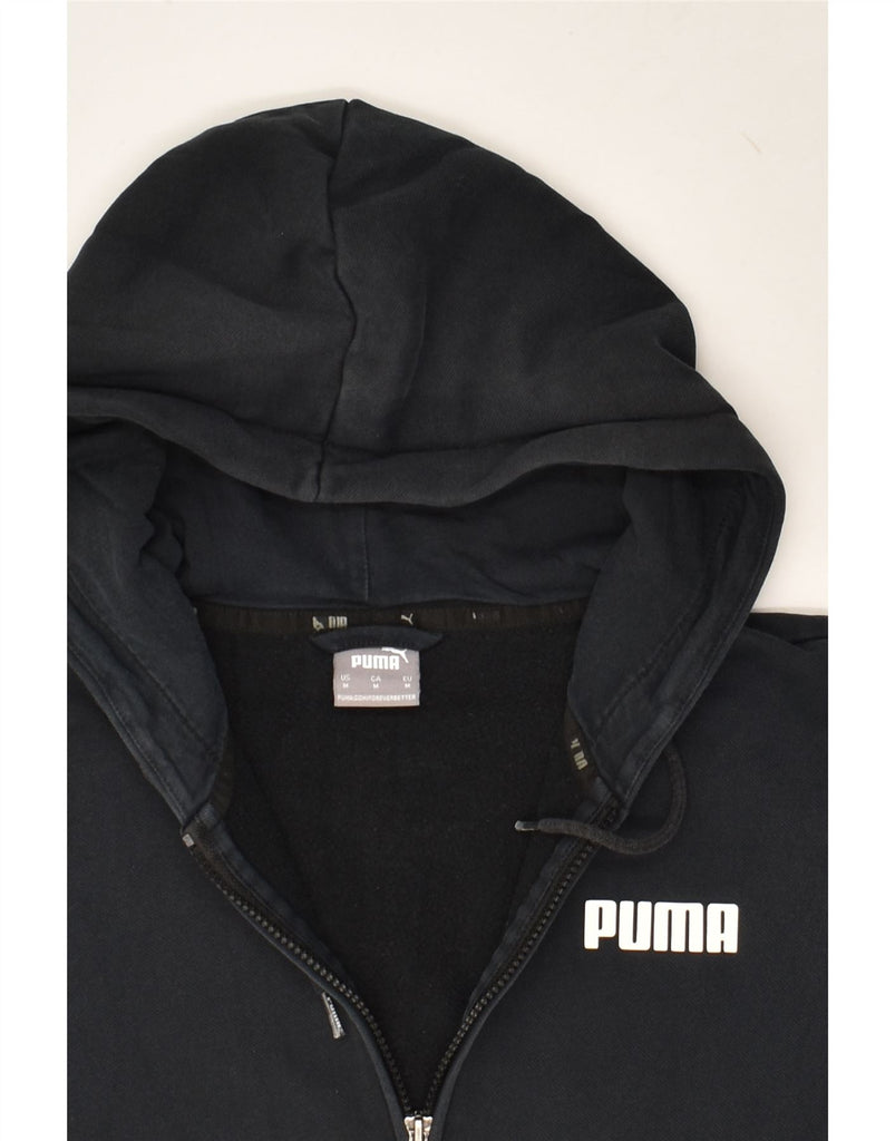 PUMA Mens Zip Hoodie Sweater Medium Black Cotton | Vintage Puma | Thrift | Second-Hand Puma | Used Clothing | Messina Hembry 