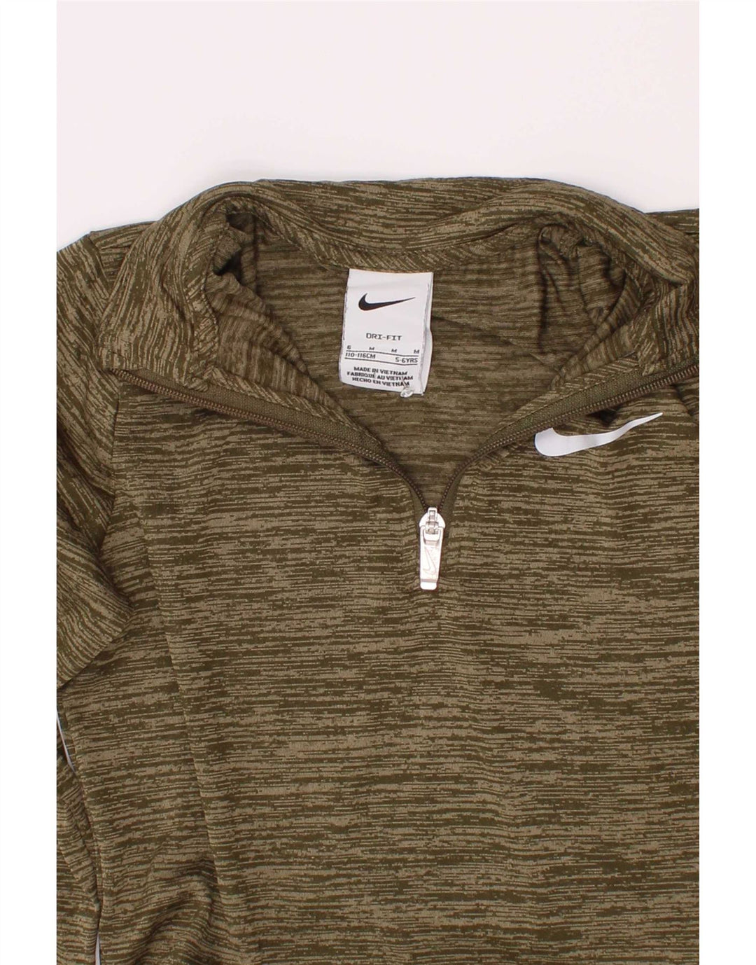 Nike Boys Dri Fit Pullover Tracksuit Top 5-6 Years Medium Khaki Flecked
