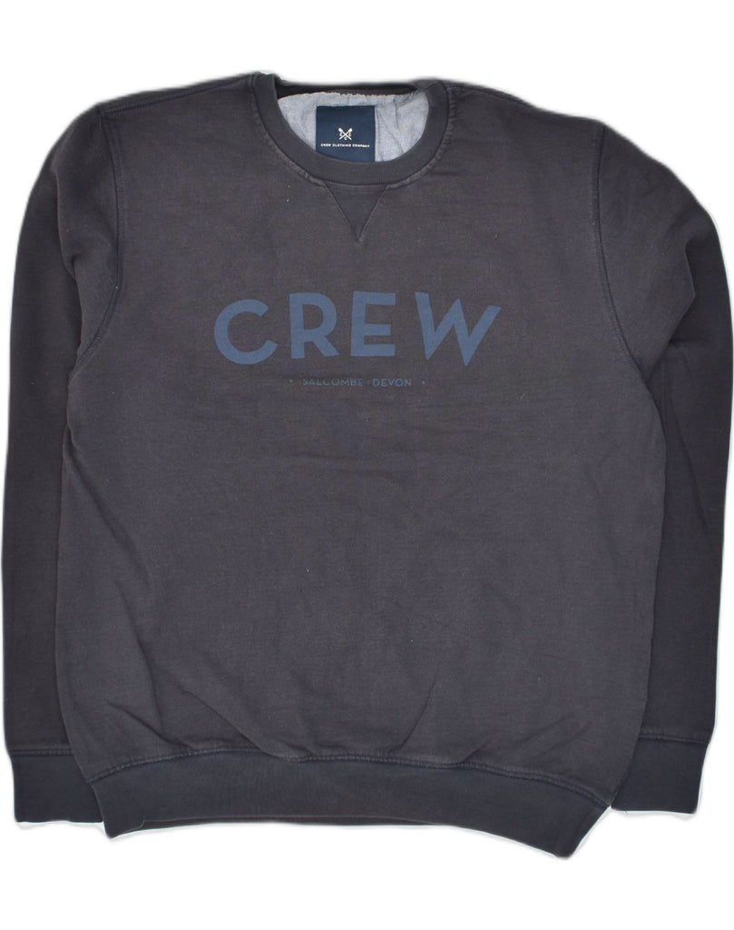 CREW CLOTHING Mens Graphic Sweatshirt Jumper XL Navy Blue Cotton | Vintage Crew Clothing | Thrift | Second-Hand Crew Clothing | Used Clothing | Messina Hembry 