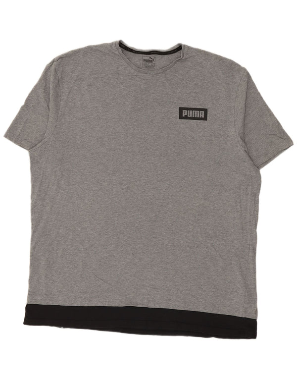 PUMA Mens Graphic T-Shirt Top 2XL Grey Colourblock Cotton