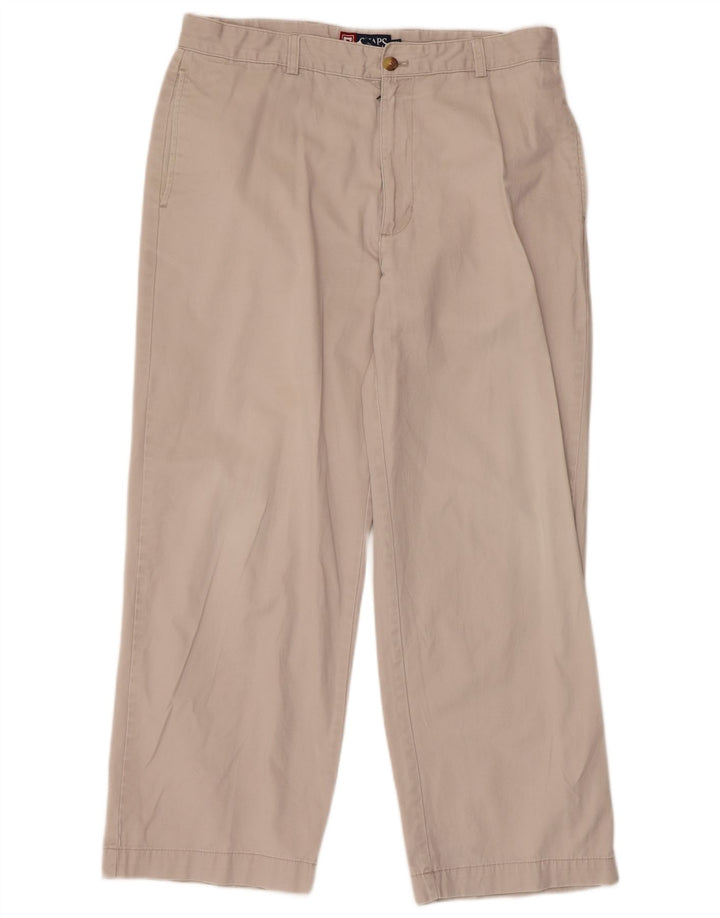 CHAPS Mens Straight Chino Trousers W34 L29 Beige Cotton