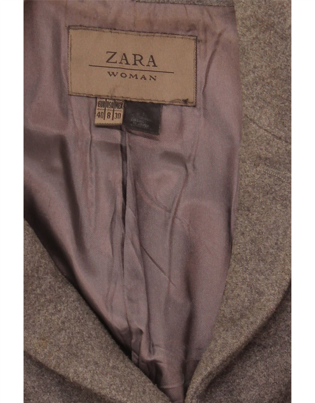 Zara Womens Overcoat EU 40 Medium Grey