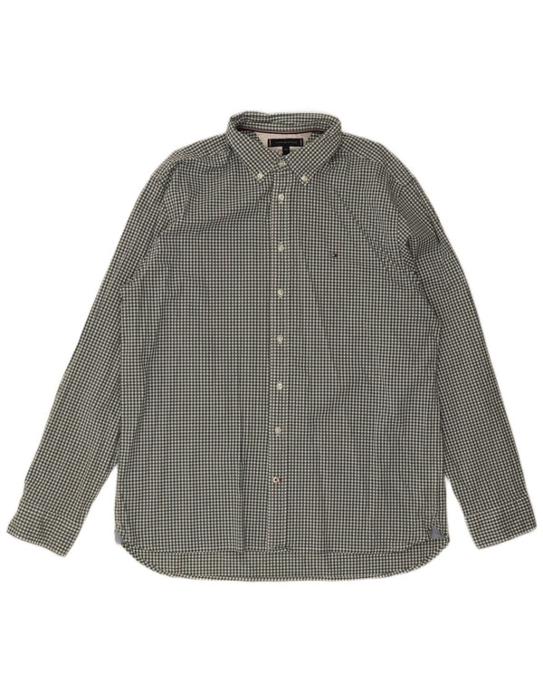 Tommy Hilfiger Mens Regular Fit Shirt 2XL Green Gingham Cotton