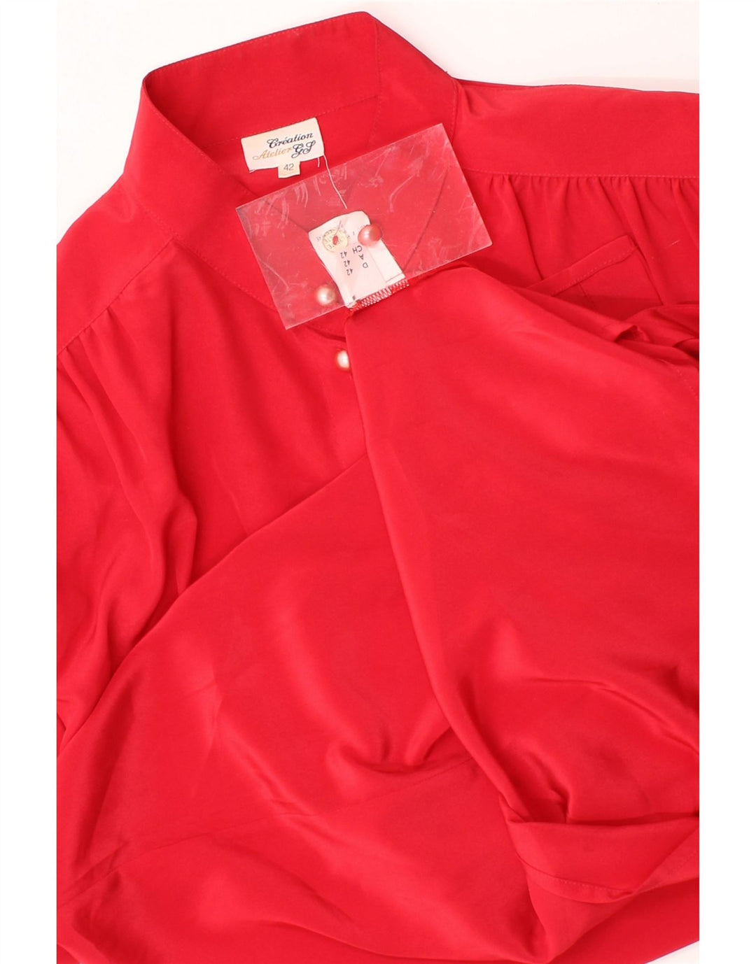 VINTAGE Womens Shirt Blouse IT 42 Medium Red Polyester Vintage Vintage and Second-Hand Vintage from Messina Hembry 