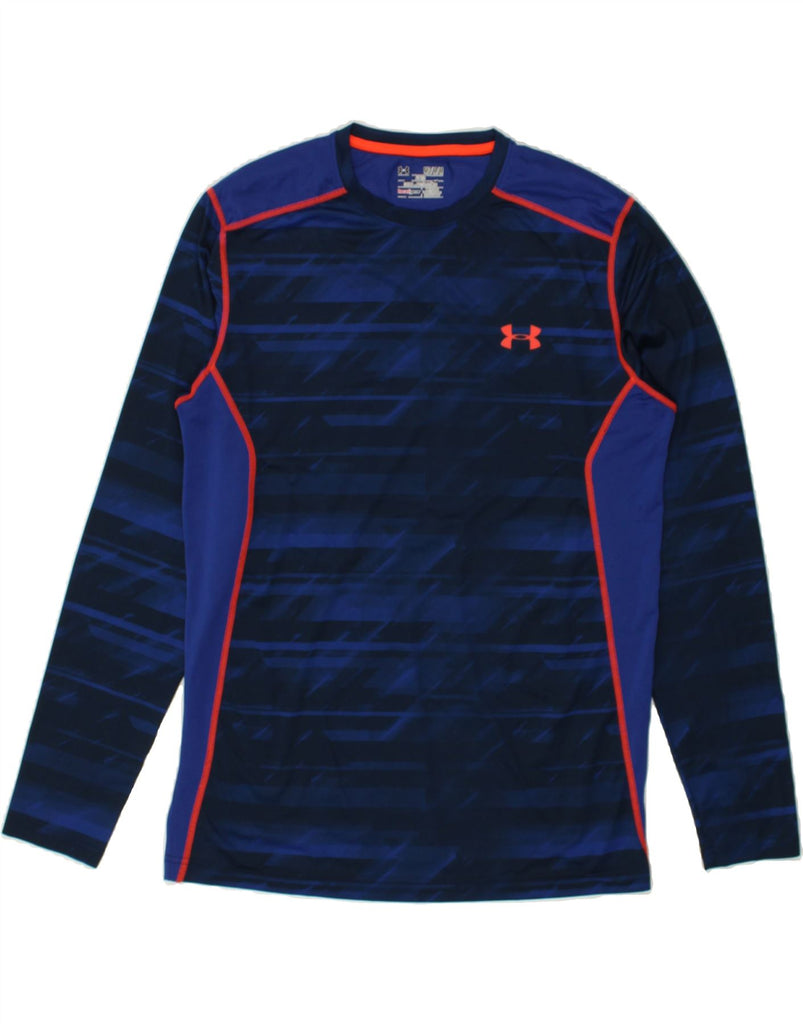 UNDER ARMOUR Mens Heat Gear Top Long Sleeve Medium Navy Blue Geometric | Vintage Under Armour | Thrift | Second-Hand Under Armour | Used Clothing | Messina Hembry 