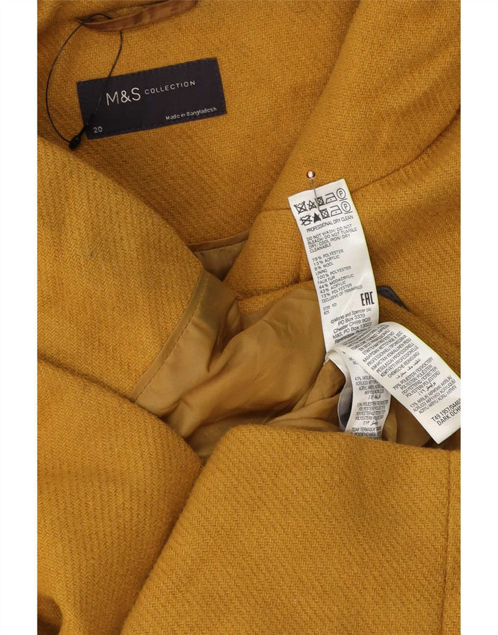Marks & Spencer Womens Hooded Duffle Coat UK 20 2XL Yellow Polyester
