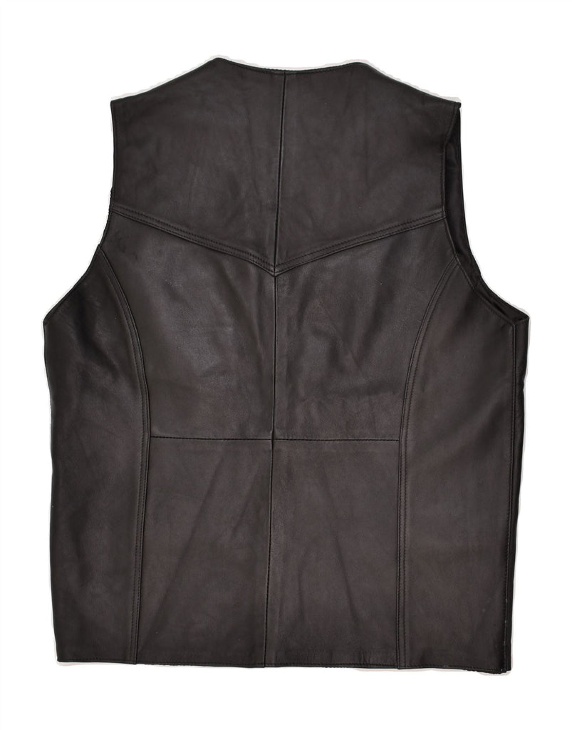 VINTAGE Mens Leather Gilet UK 36 Small Black Leather | Vintage Vintage | Thrift | Second-Hand Vintage | Used Clothing | Messina Hembry 