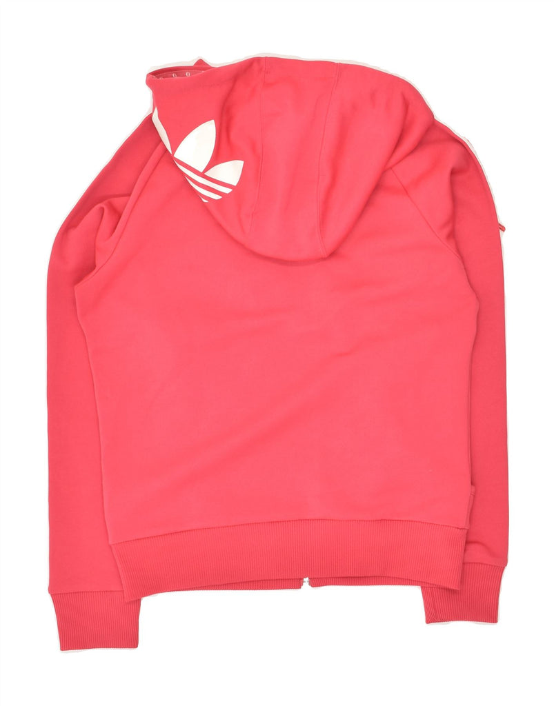 ADIDAS Womens Graphic Zip Hoodie Sweater UK 10 Small Pink Polyester | Vintage Adidas | Thrift | Second-Hand Adidas | Used Clothing | Messina Hembry 