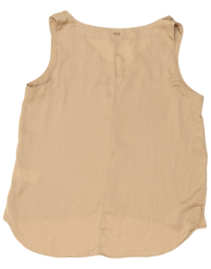 Dkny Womens Sleeveless Blouse Top UK 18 XL Beige Polyester