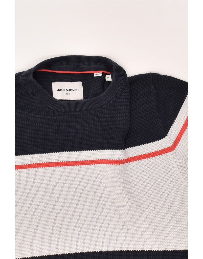 JACK & JONES Mens Crew Neck Jumper Sweater Large Navy Blue Colourblock | Vintage Jack & Jones | Thrift | Second-Hand Jack & Jones | Used Clothing | Messina Hembry 