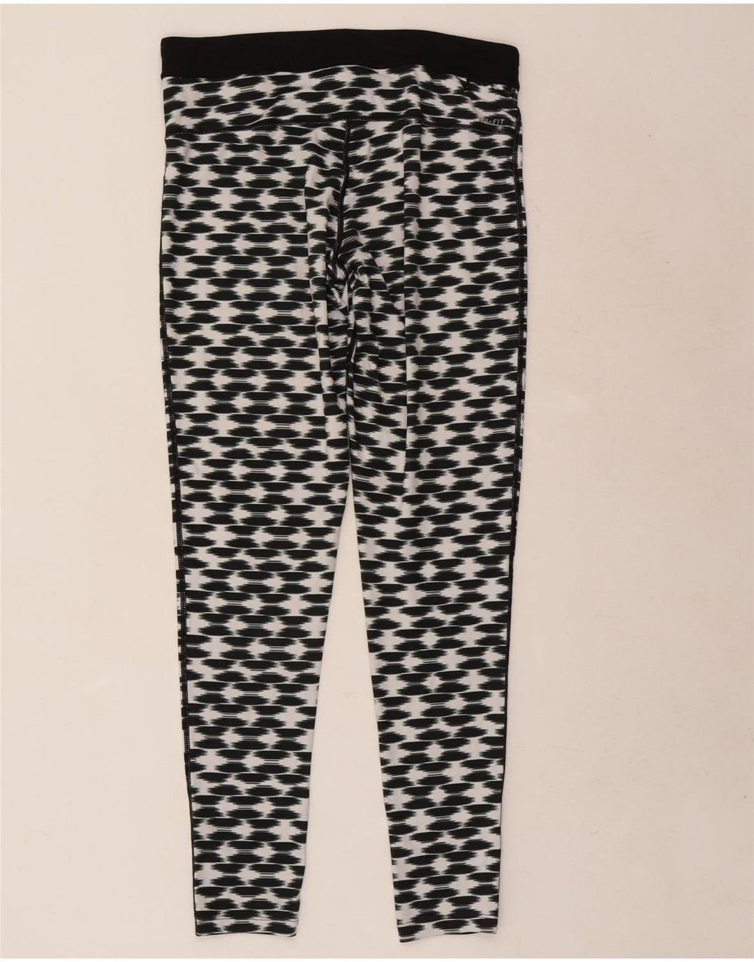 Nike Womens Dri Fit Leggings Large  Black Geometric Polyester