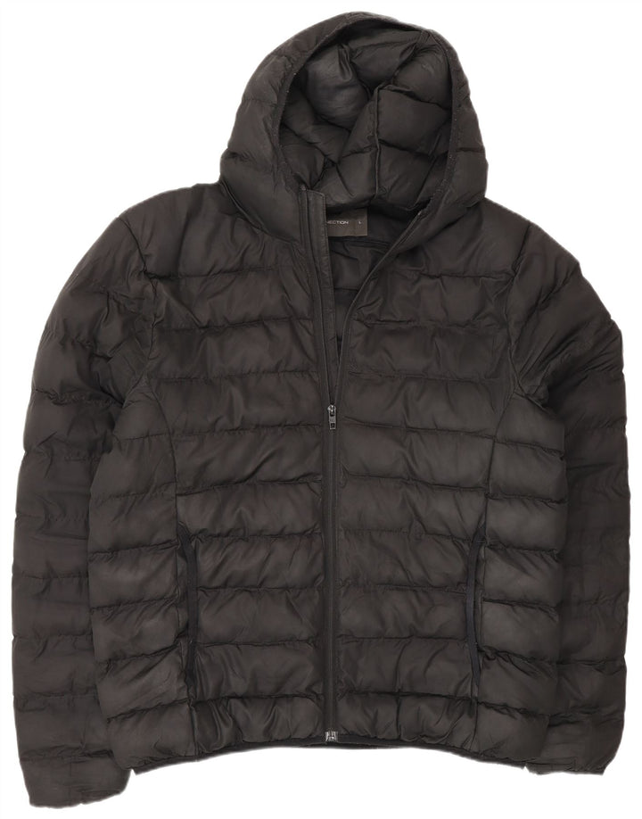 French Connection Mens Hooded Padded Jacket UK 40 Large Black